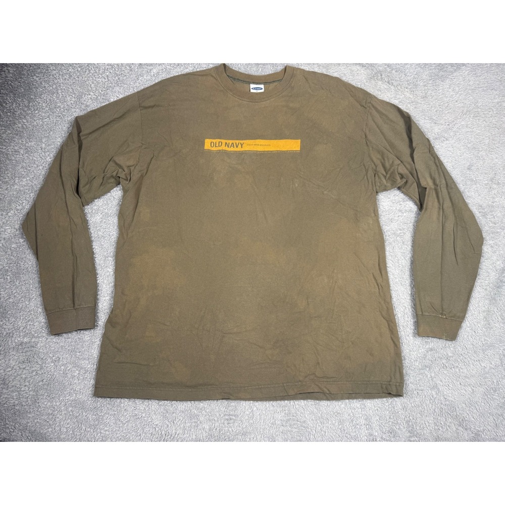 Old Navy Long Sleeve T-Shirt Mens XL Brown Good Vintage 90s Made in USA Faded